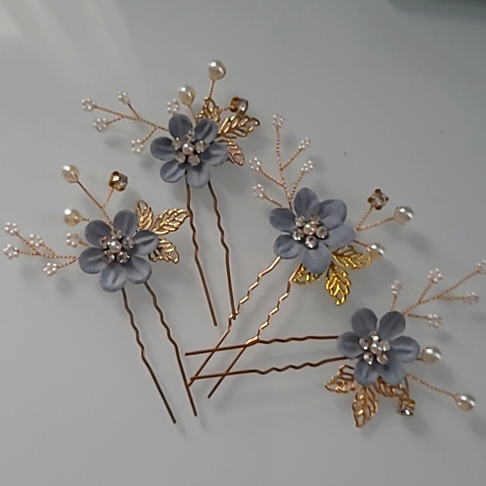 Brides four Pieces Hair Pins set something blue